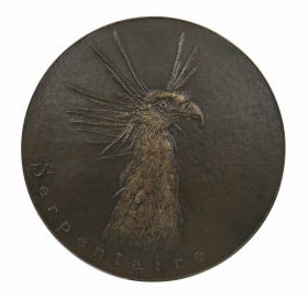 鷲のメダル(表・九月) 目を見開いた様子の鷲のメダル(表)T・B氏の作品。